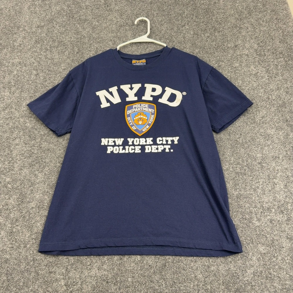Vintage NYPD T‎ Shirt Torkia International Men L Navy Blue Cotton Streetwear